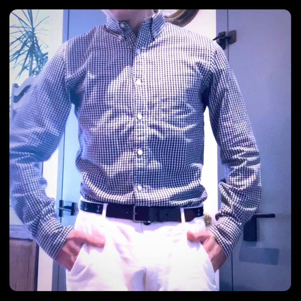Blue & White checkered pattern, button down  shirt
